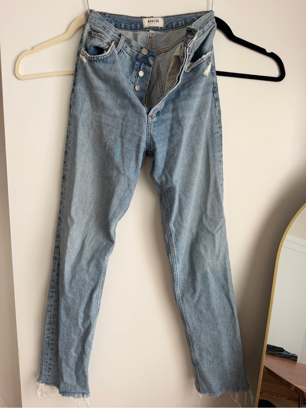 Agolde Light Blue High-Rise Straight Jeans
